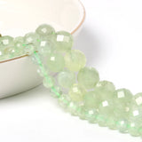 Natural Faceted Green Prehnite Jades Stone Bead Round Loose Spacer Beads
