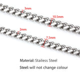 7.5mm 10.5mm Miami Cuban Chain Stainless Steel 1M