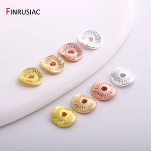 7.5mm*8.5mm Oval Flat Beads Plated Brass Stripe Spacer Beads