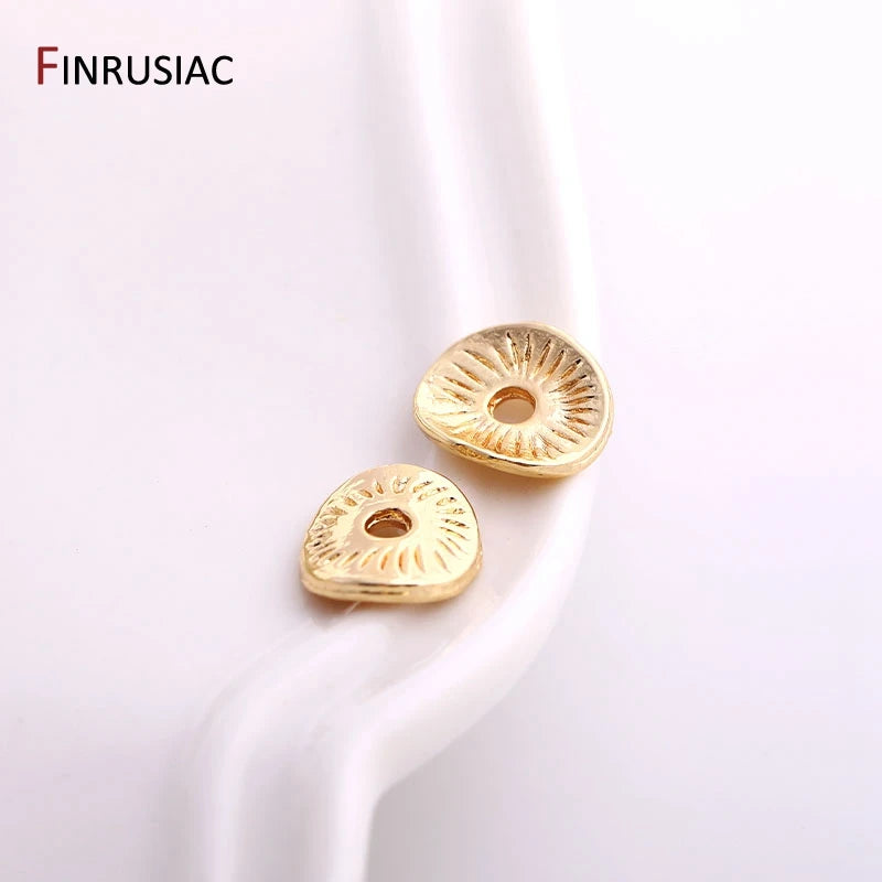 7.5mm*8.5mm Oval Flat Beads Plated Brass Stripe Spacer Beads