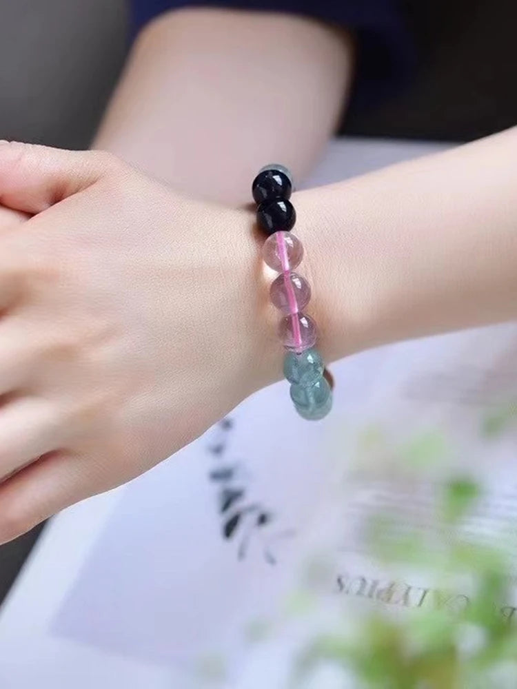7.5mm Round Fluorite Bracelet for Women Men