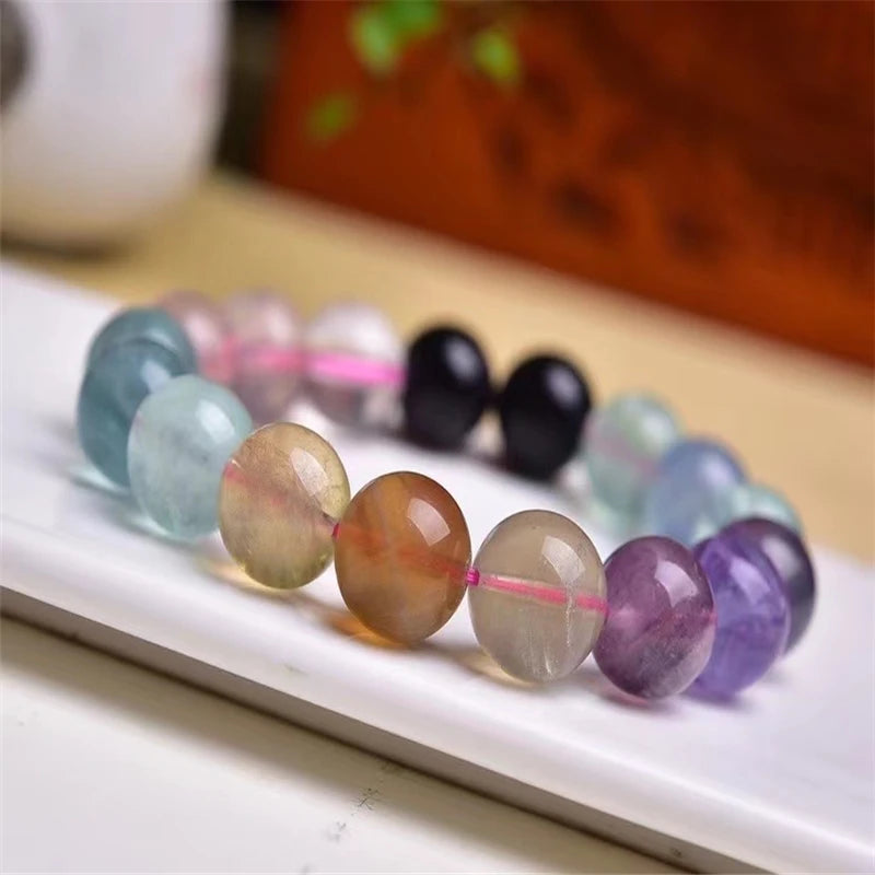 7.5mm Round Fluorite Bracelet for Women Men