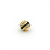 7mm Micro Pave Clear CZ Beads with Enamelling for DIY Jewelry