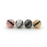 7mm Micro Pave Clear CZ Beads with Enamelling for DIY Jewelry