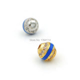 Micro Pave Clear CZ Solid Beads Enamelling DIY Bracelet Necklace Jewelry
