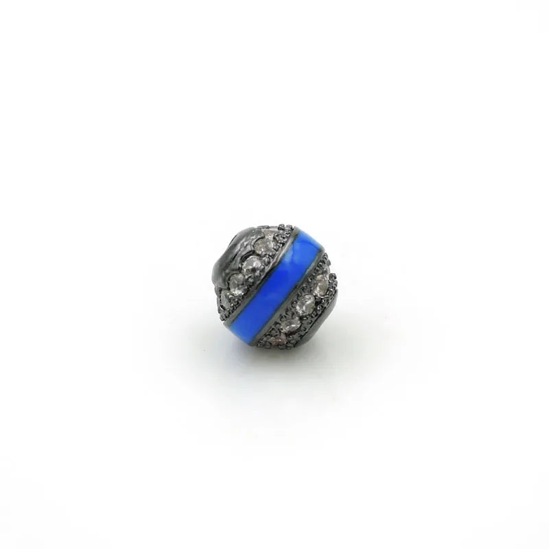 Micro Pave Clear CZ Solid Beads Enamelling DIY Bracelet Necklace Jewelry