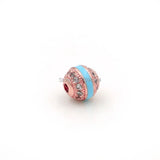 Micro Pave CZ Solid Beads With Cyan Enamelling