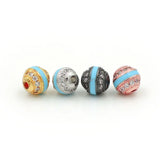 Micro Pave CZ Solid Beads With Cyan Enamelling