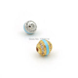 Micro Pave CZ Solid Beads With Cyan Enamelling