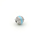 Micro Pave CZ Solid Beads With Cyan Enamelling