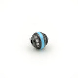 Micro Pave CZ Solid Beads With Cyan Enamelling