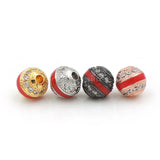 Micro Pave Clear CZ Beads with Red Enamelling for DIY Bracelets