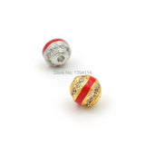 Micro Pave Clear CZ Beads with Red Enamelling for DIY Bracelets