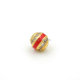 Micro Pave Clear CZ Beads with Red Enamelling for DIY Bracelets