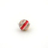 Micro Pave Clear CZ Beads with Red Enamelling for DIY Bracelets