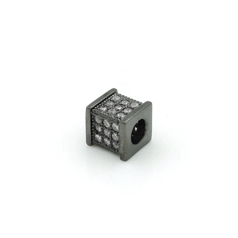 Micro Pave Clear CZ Square Spacer Beads 7mm for DIY Bracelets