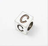 7*7MM Big Hole Beads Alloy DIY Beads Tibetan Silver 26 Letters European Bracelet