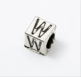 7*7MM Big Hole Beads Alloy DIY Beads Tibetan Silver 26 Letters European Bracelet