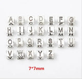 7*7MM Big Hole Beads Alloy DIY Beads Tibetan Silver 26 Letters European Bracelet