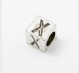 7*7MM Big Hole Beads Alloy DIY Beads Tibetan Silver 26 Letters European Bracelet