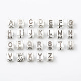 7*7MM Big Hole Beads Alloy DIY Beads Tibetan Silver 26 Letters European Bracelet