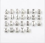 7*7MM Big Hole Beads Alloy DIY Beads Tibetan Silver 26 Letters European Bracelet