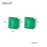 Square Emerald 925 Sterling Silver Piercing Ear Women