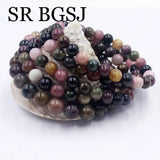 7-9mm Natural Tourmaline Stone Stretchy Bracelet 7.5inch
