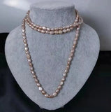 Baroque Pearl Long Necklace 50in White/Pink/Purple Wedding/Party Gift