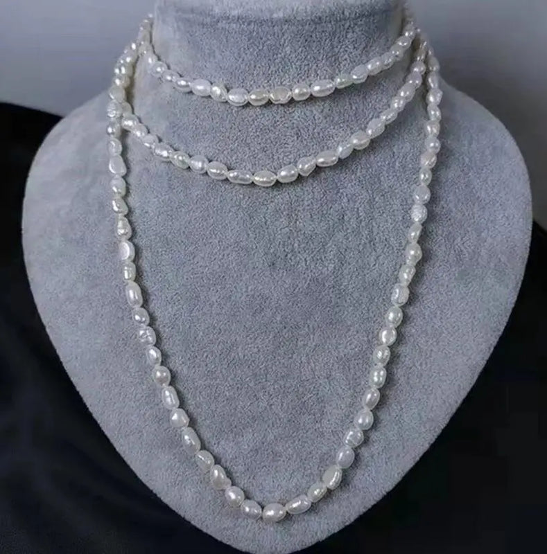 Baroque Pearl Long Necklace 50in White/Pink/Purple Wedding/Party Gift
