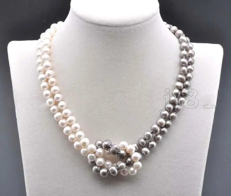 7-8MM Natural South Sea Gray Pearl Necklace 18 Inch