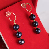 7-8MM Pearl Beads Earring 18k Drop Cultured Hook Jewelry