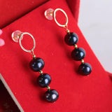7-8MM Pearl Beads Earring 18k Drop Cultured Hook Jewelry