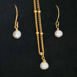 7-8MM Baroque Pearl Pendant Earring Set Gift for Women