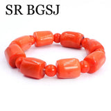 Orange Coral Adjustable Stretchy Bangle Bracelet 7-8 inch