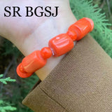 Orange Coral Adjustable Stretchy Bangle Bracelet 7-8 inch