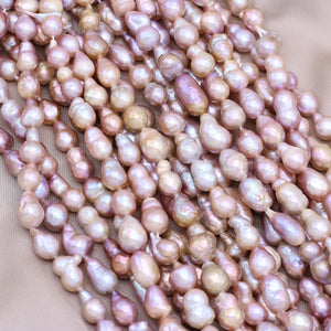 Natural Purple Baroque Water Drop Freshwater Pearl Beads DIY Necklace Earrings