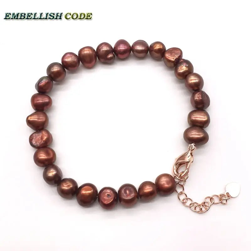 Baroque Pearl Bracelet 7-8mm Sky Yellow Brown L