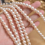 7-8mm Round Freshwater Pearl Beads Natural For DIY Or Jewelry 15.75 Inch Strand