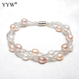 Freshwater Pearl Bracelet With Glass Seed Beads, Natural Pearl Jewelry for Women