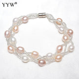 Freshwater Pearl Bracelet With Glass Seed Beads, Natural Pearl Jewelry for Women