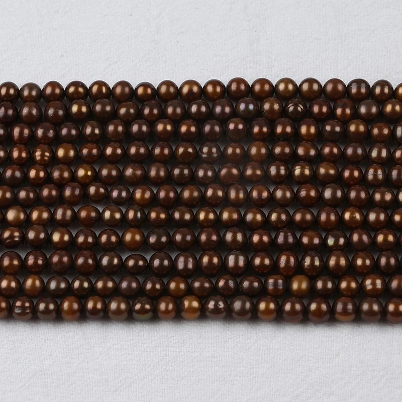 7-8mm Potato Pearl Beads Near Round Chocolate Loose Beads