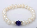 7-8mm Freshwater Pearl Jade Bracelet 7.5''