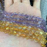 7-8mm Natural Amethyst Citrine Quartz Beads 15'' Faceted Cube DIY Loose Beads