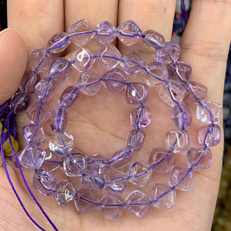 7-8mm Natural Amethyst Citrine Quartz Beads 15'' Faceted Cube DIY Loose Beads