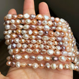 7-8mm Mixed Color Freshwater Pearl Beads Rice Shape DIY Bracelet Charms 15''