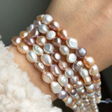 7-8mm Mixed Color Freshwater Pearl Beads Rice Shape DIY Bracelet Charms 15''