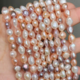 7-8mm Mixed Color Freshwater Pearl Beads Rice Shape DIY Bracelet Charms 15''