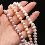 7-8mm Orange Freshwater Pearl Beads Round Loose Spacer Beads for Jewelry Making