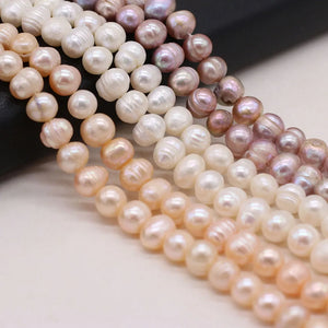 7-8mm Orange Freshwater Pearl Beads Round Loose Spacer Beads for Jewelry Making